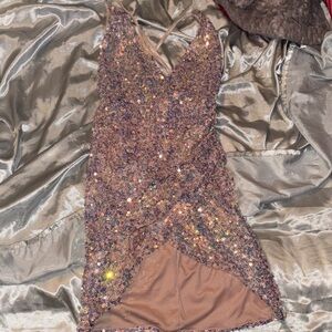 Fashion Nova Glittering Pink Mini Dress